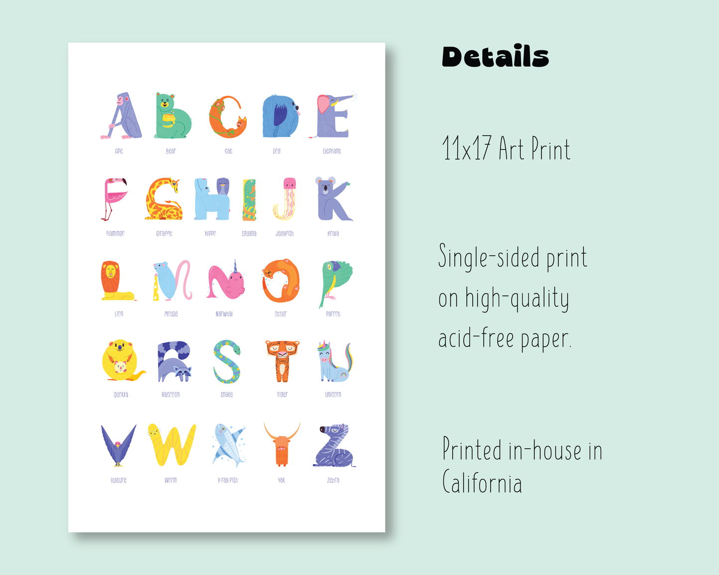 Animal Alphabet Art Print