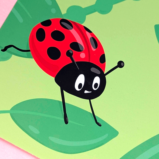 Cute Ladybugs Illustration - 8x8 Art Print