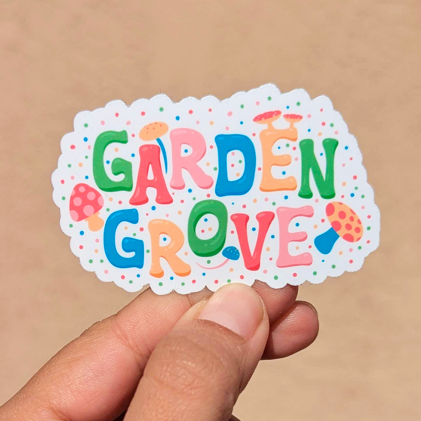 Garden Grove City Vinyl Sticker - Mushroom Design