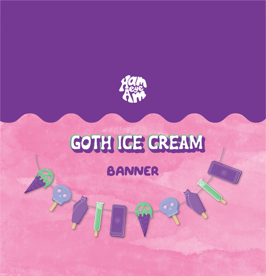 Goth Ice Cream Halloween Banner - Party Supplies