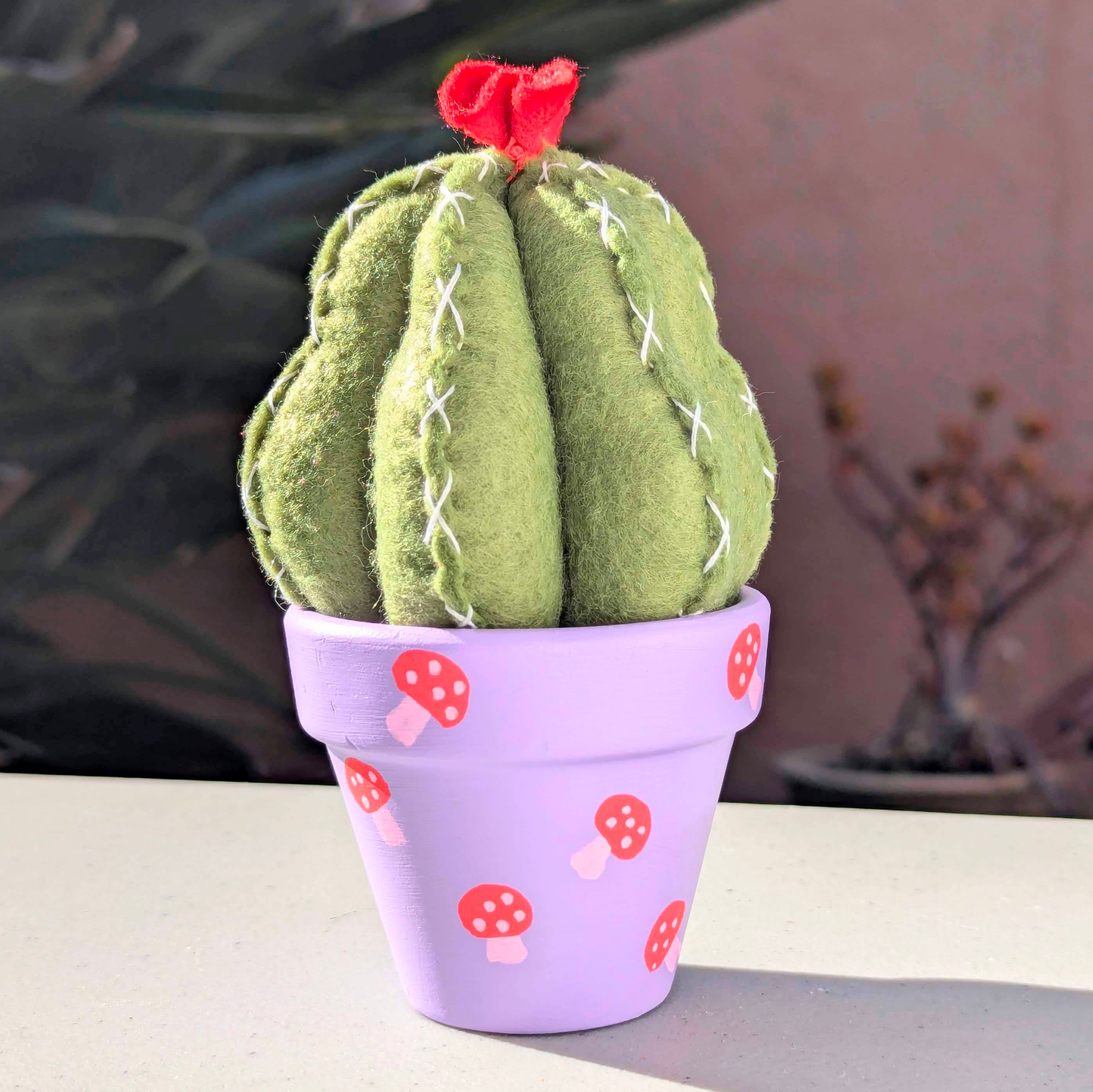 Mushrooms and Felt Cactus