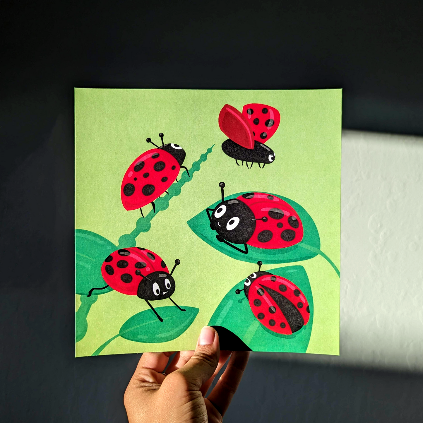 Cute Ladybugs Illustration - 8x8 Art Print