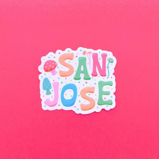 San Jose City Sticker - Mushroom Design