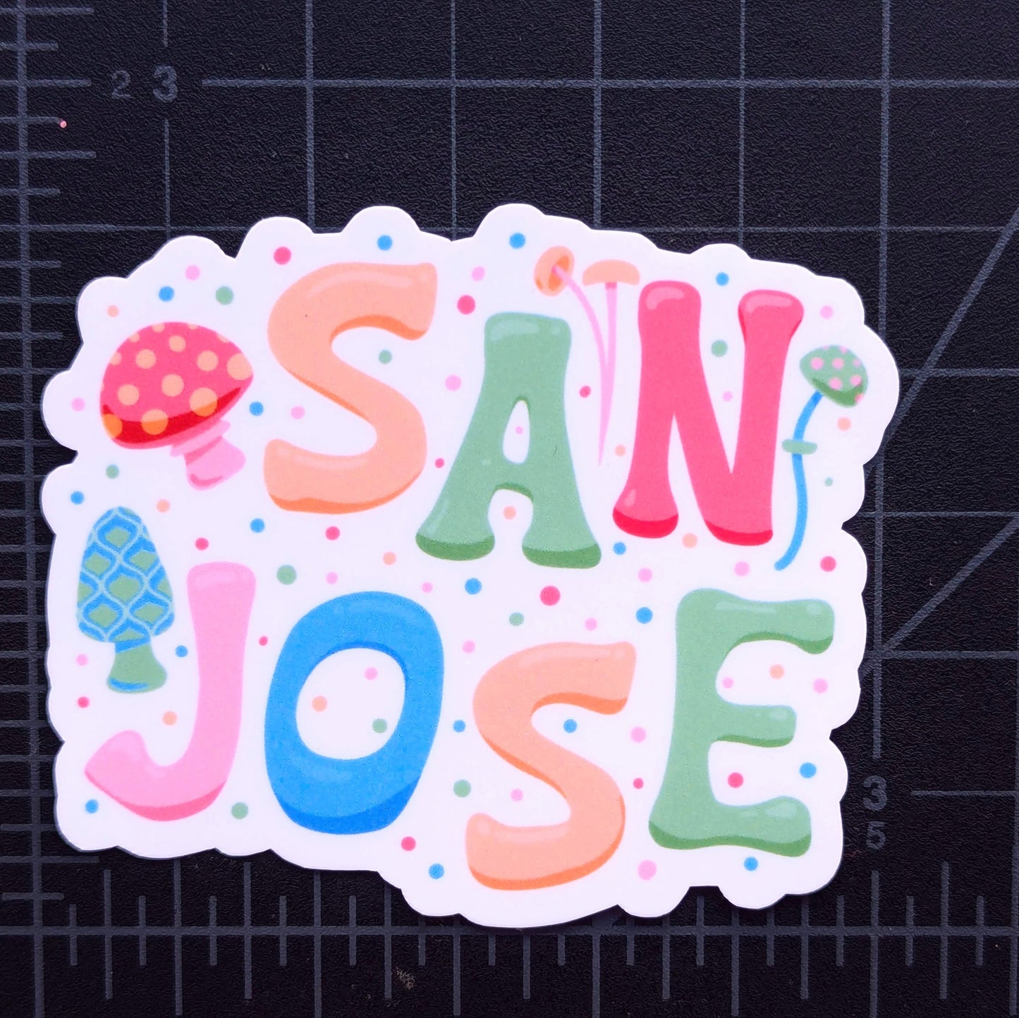 San Jose City Sticker - Mushroom Design