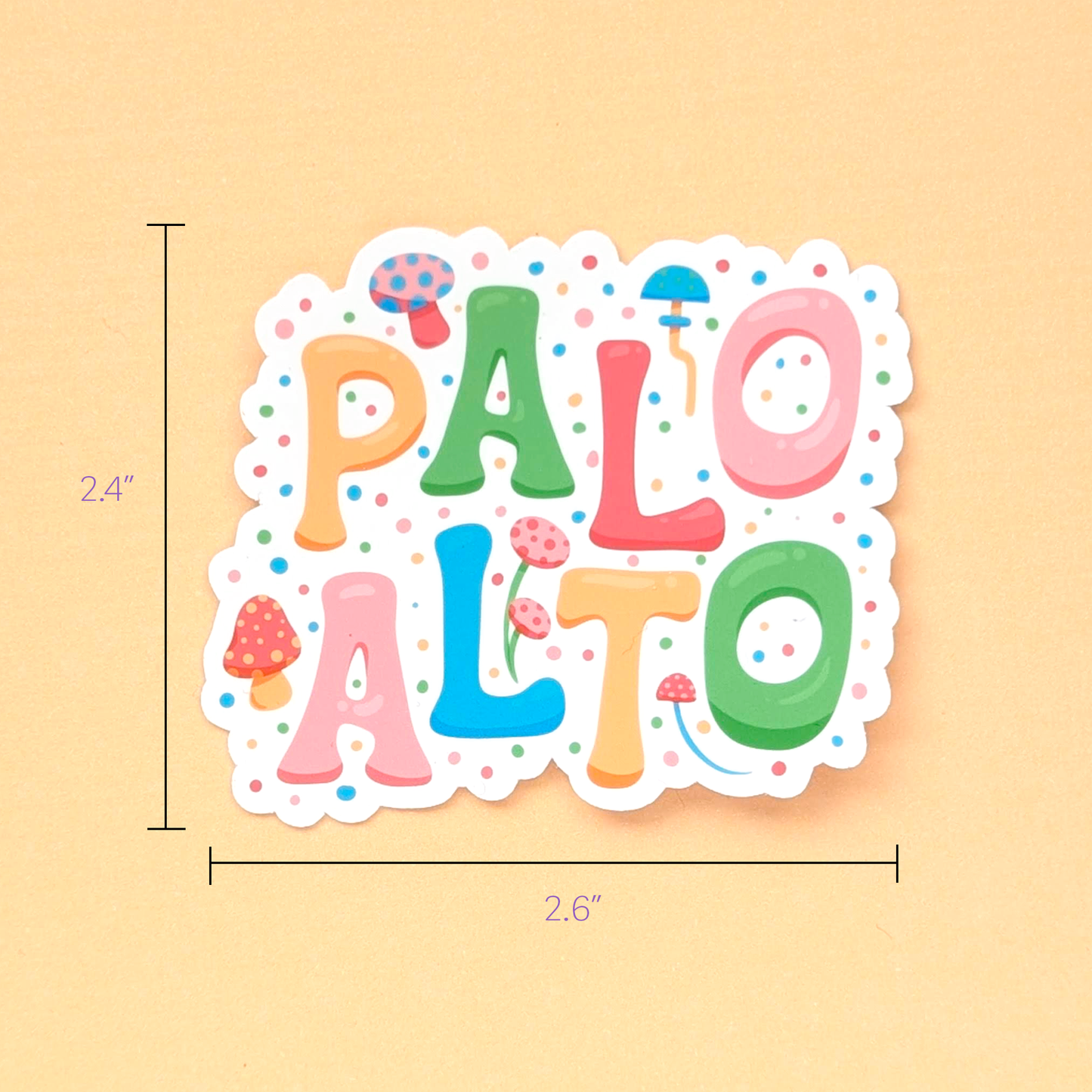 Palo Alto City Vinyl Sticker - Mushroom Design