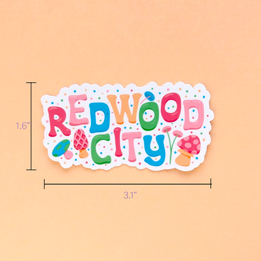 Redwood City - City Vinyl Sticker - Mushroom Design