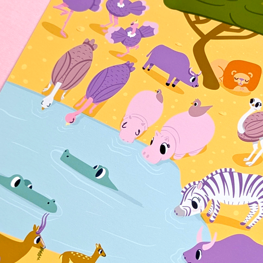 The Cutest Watering Hole in the Sahara - Illustration Art Print