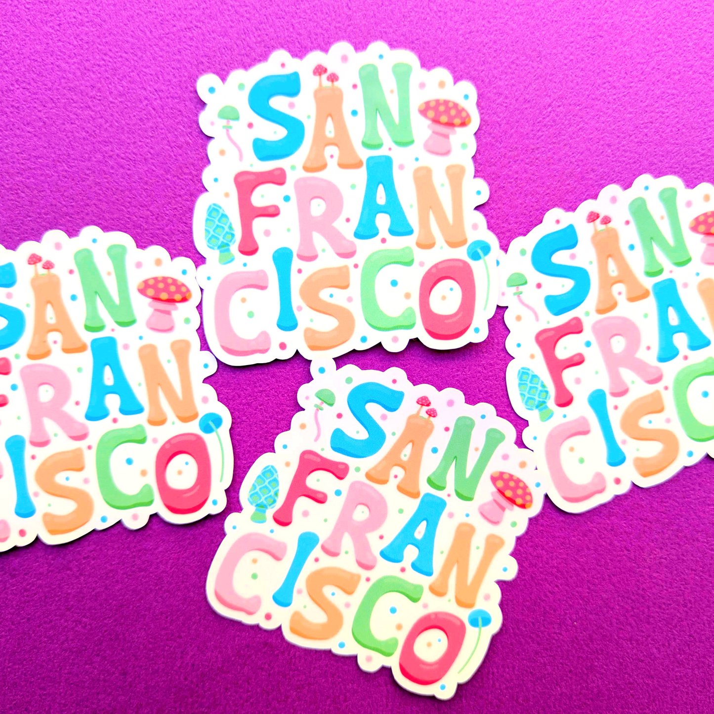 San Francisco Vinyl Sticker - Mushroom Design