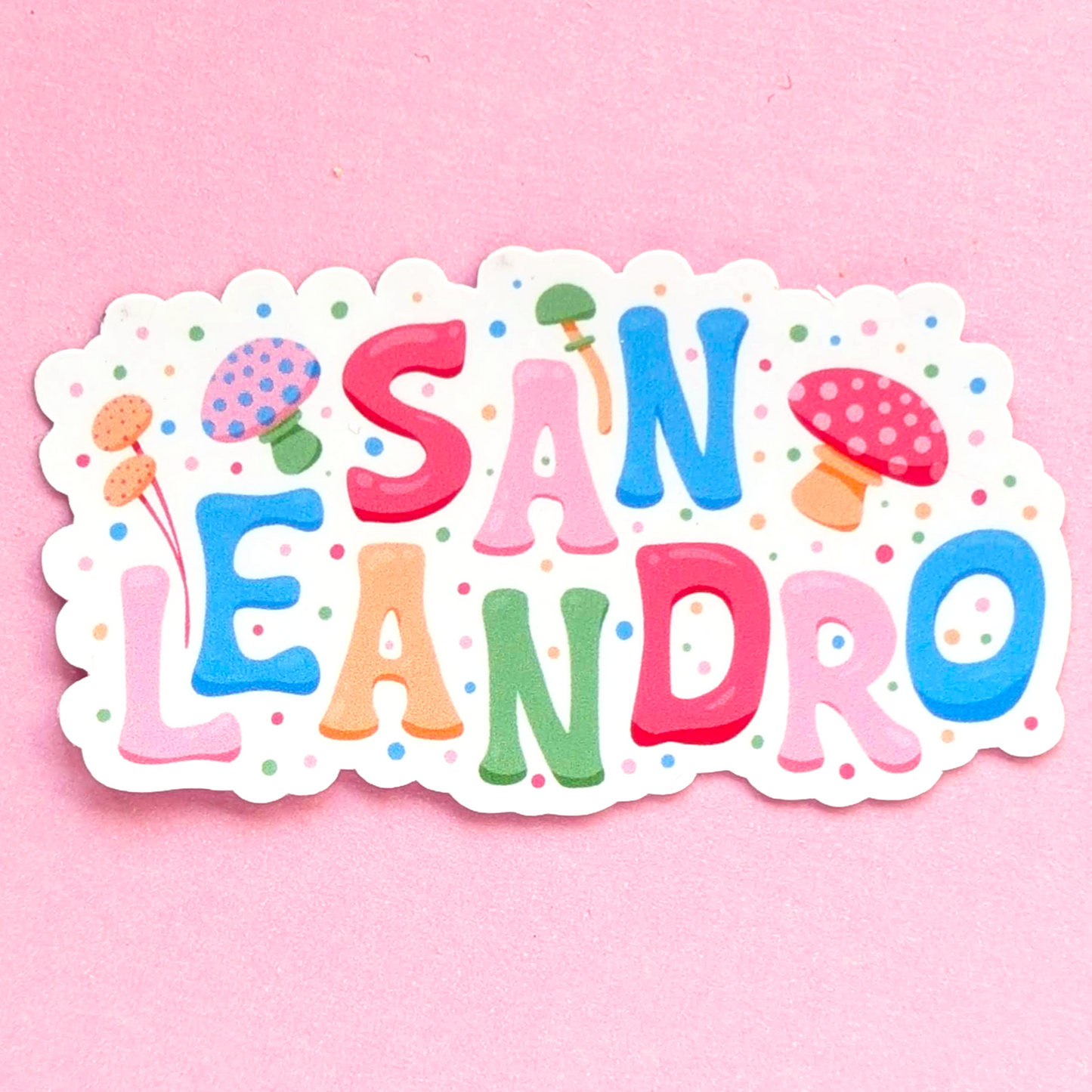 San Leandro City Vinyl Sticker - Mushrooms Design