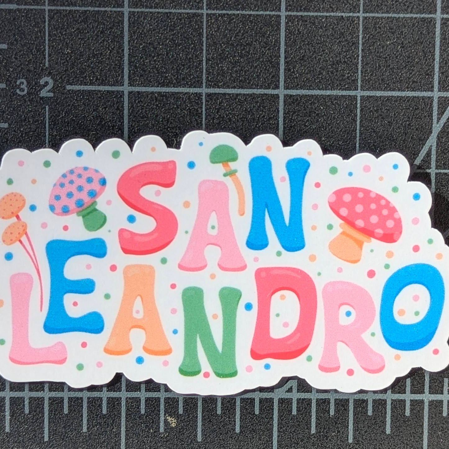 San Leandro City Vinyl Sticker - Mushrooms Design