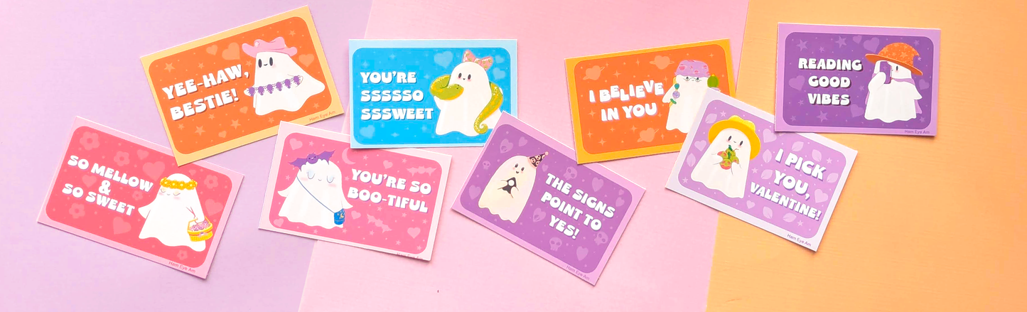 Cute Ghosties Valentine's Exchange Cards, Set of 16