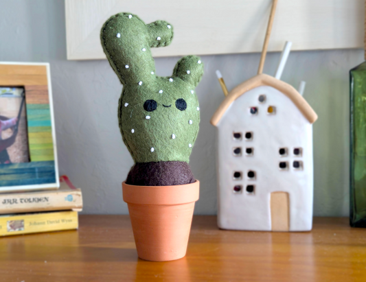 Cheerful Felt Cactus with Cute Face