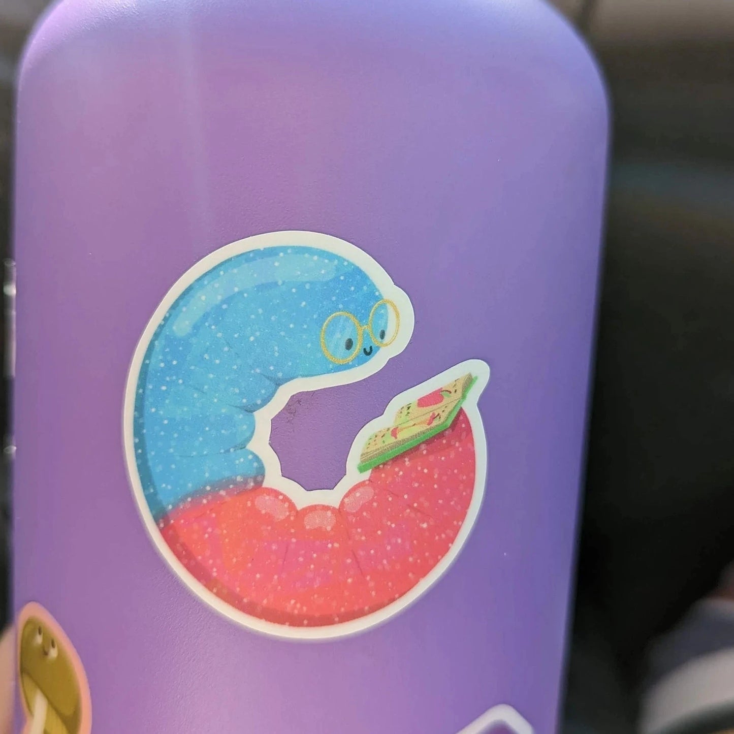 Sour Gummy Book Worm Vinyl Sticker
