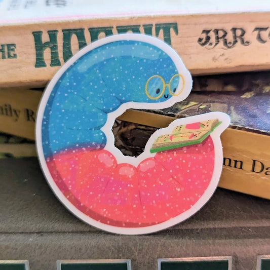 Sour Gummy Book Worm Vinyl Sticker