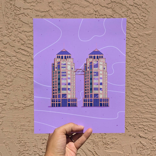 Bay Area Skylines: Hand-Drawn Oakland Architecture Art Print  | Ronald V. Dellums Federal Building