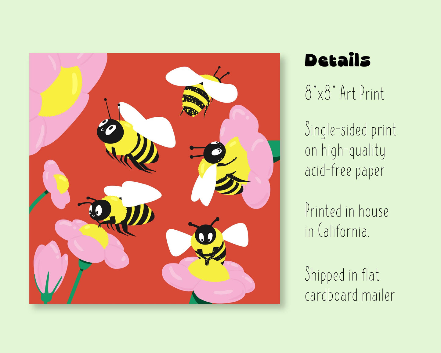 Buzzy Day - 8x8 Art Print