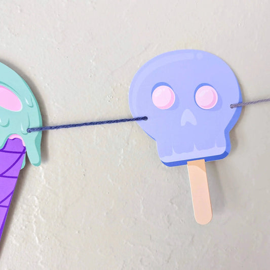 Goth Ice Cream Halloween Banner - Party Supplies