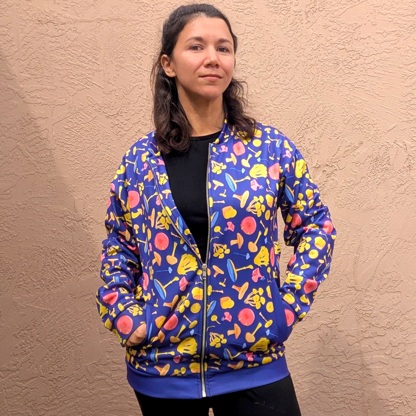 Purple Wild Mushrooms Unisex Bomber Jacket