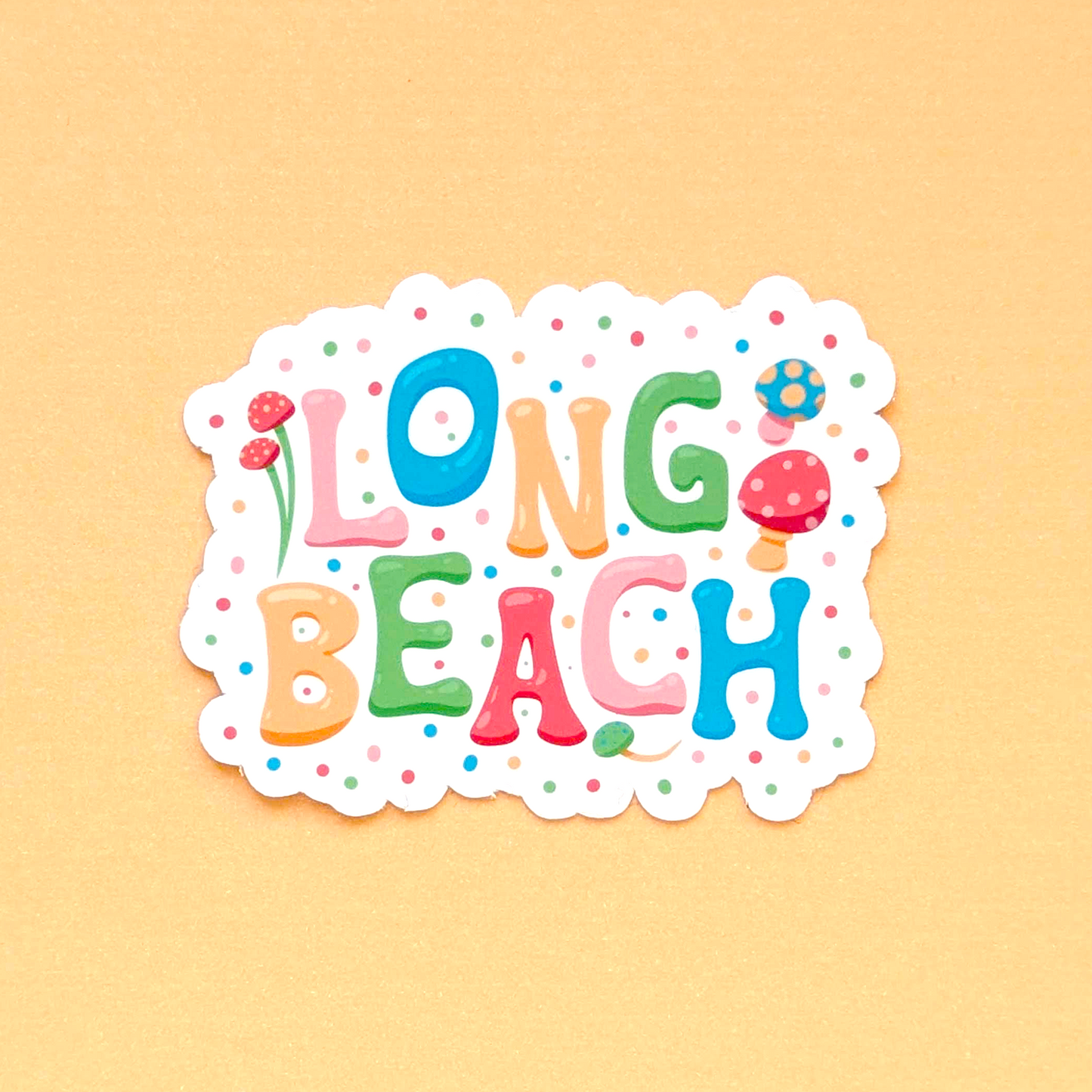 Long Beach City Sticker - Mushroom Design