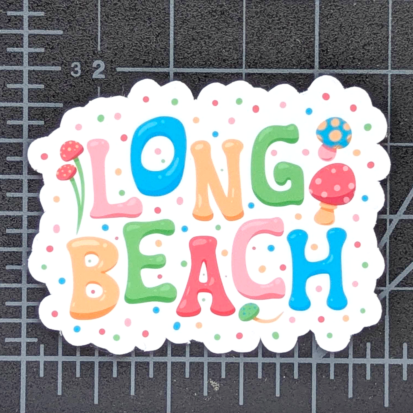 Long Beach City Sticker - Mushroom Design