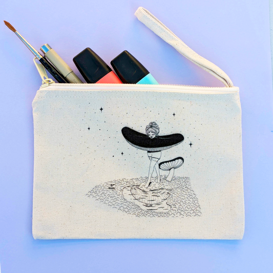 Magical Mushroom Reflection Zipper Pouch - Cottagecore