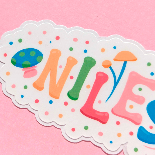 Niles Neighborhood Vinyl Sticker - Mushroom Design