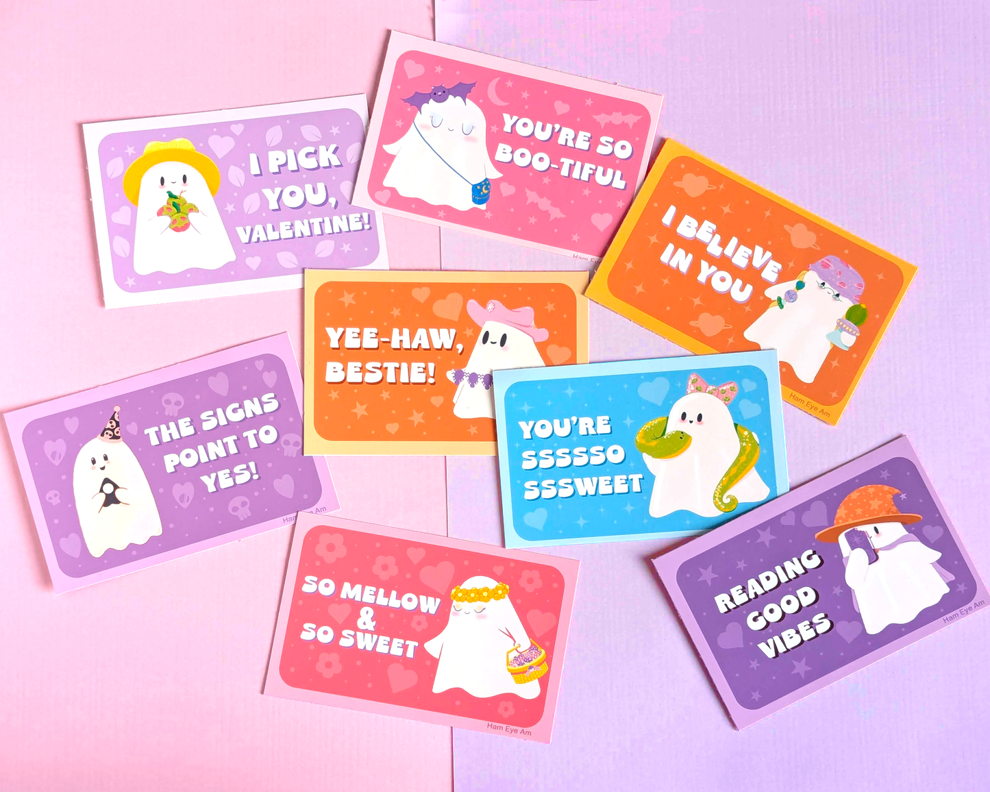 Cute Ghosties Valentine's Exchange Cards, Set of 16