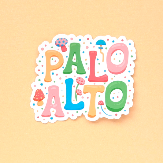 Palo Alto City Vinyl Sticker - Mushroom Design
