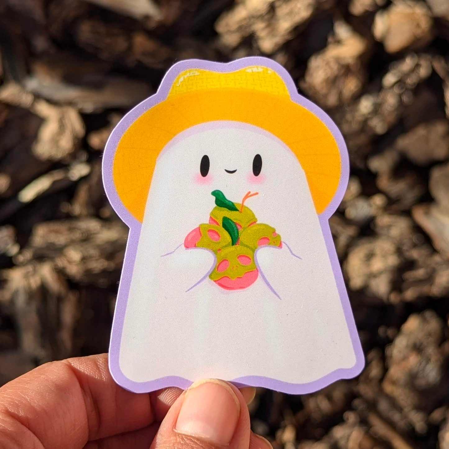 Poison Apple Picking Cute Ghost Vinyl Sticker