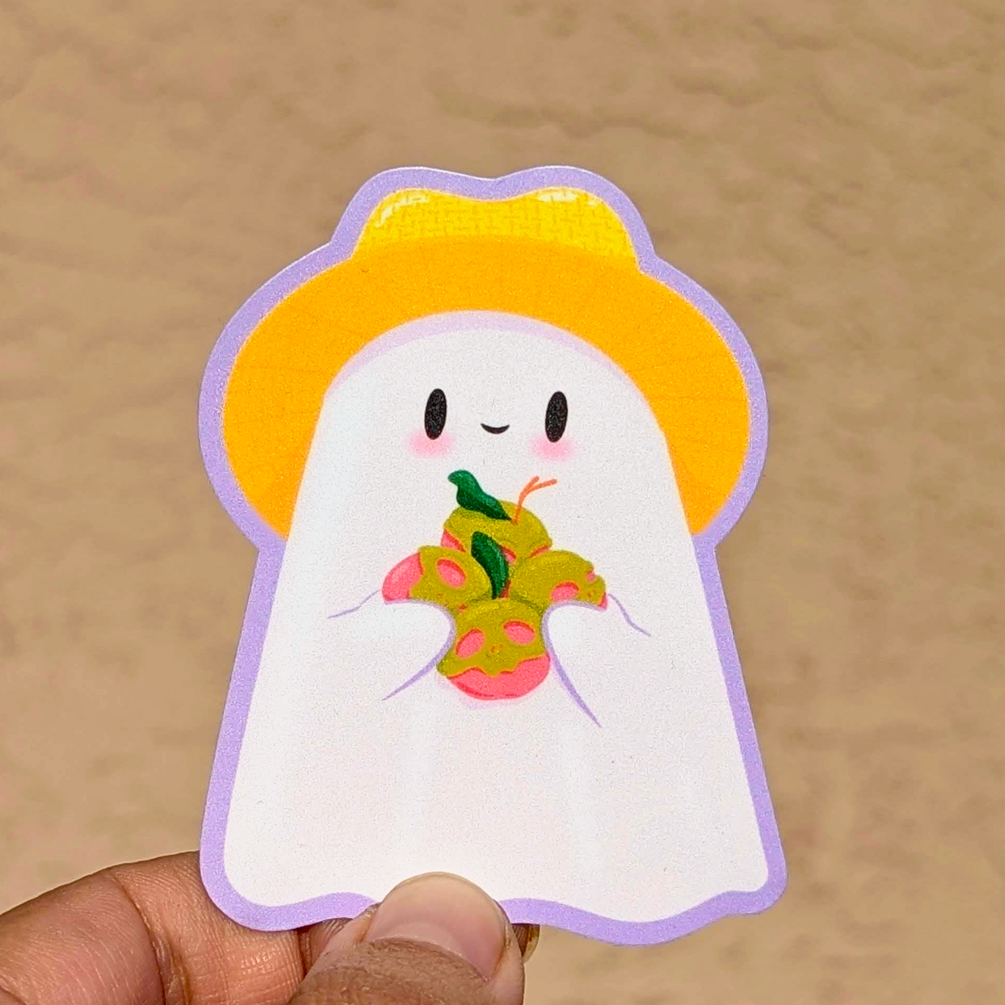 Poison Apple Picking Cute Ghost Vinyl Sticker