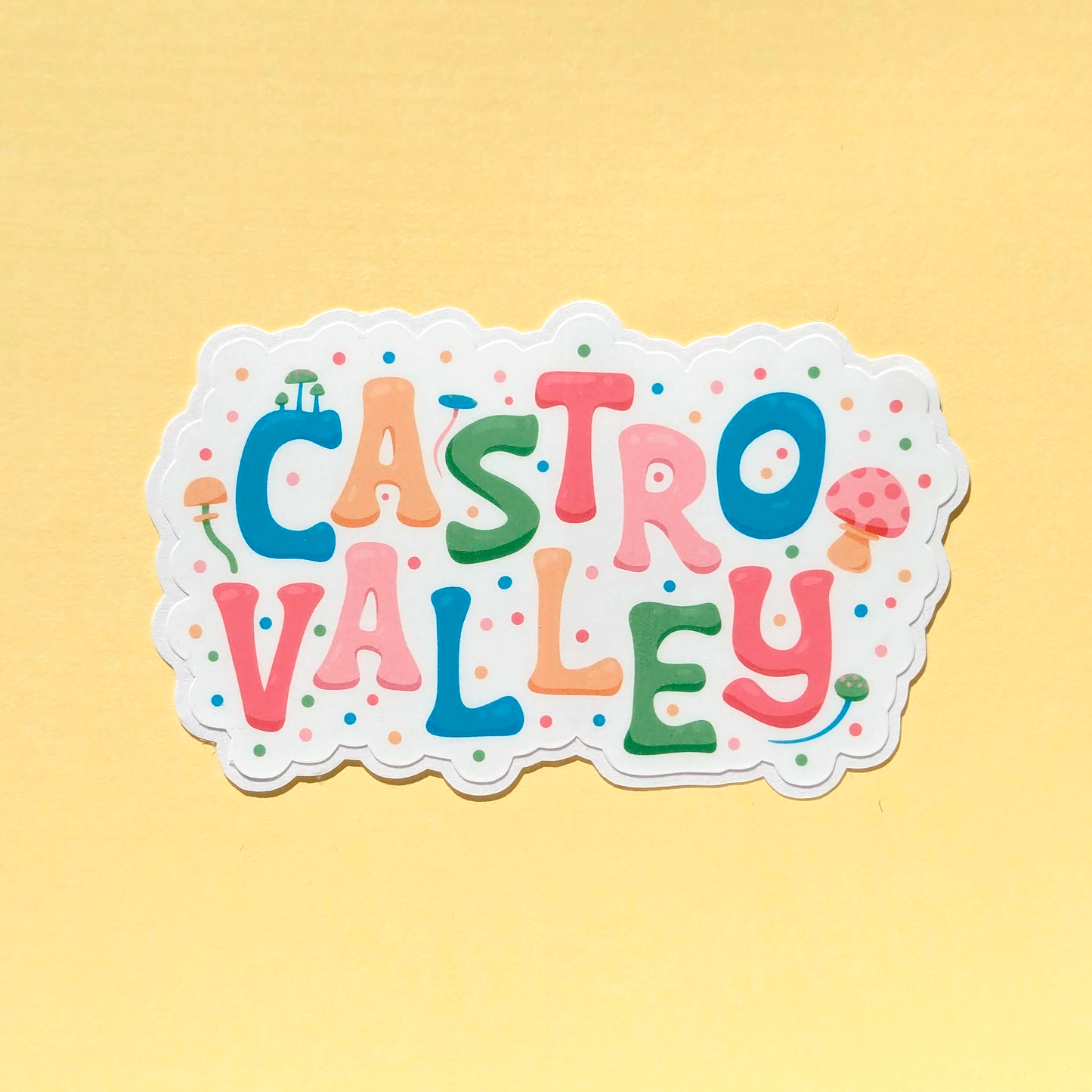 Castro Valley City Vinyl Sticker - Mushroom Design
