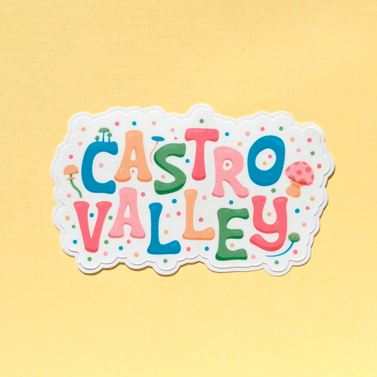 Castro Valley City Vinyl Sticker - Mushroom Design