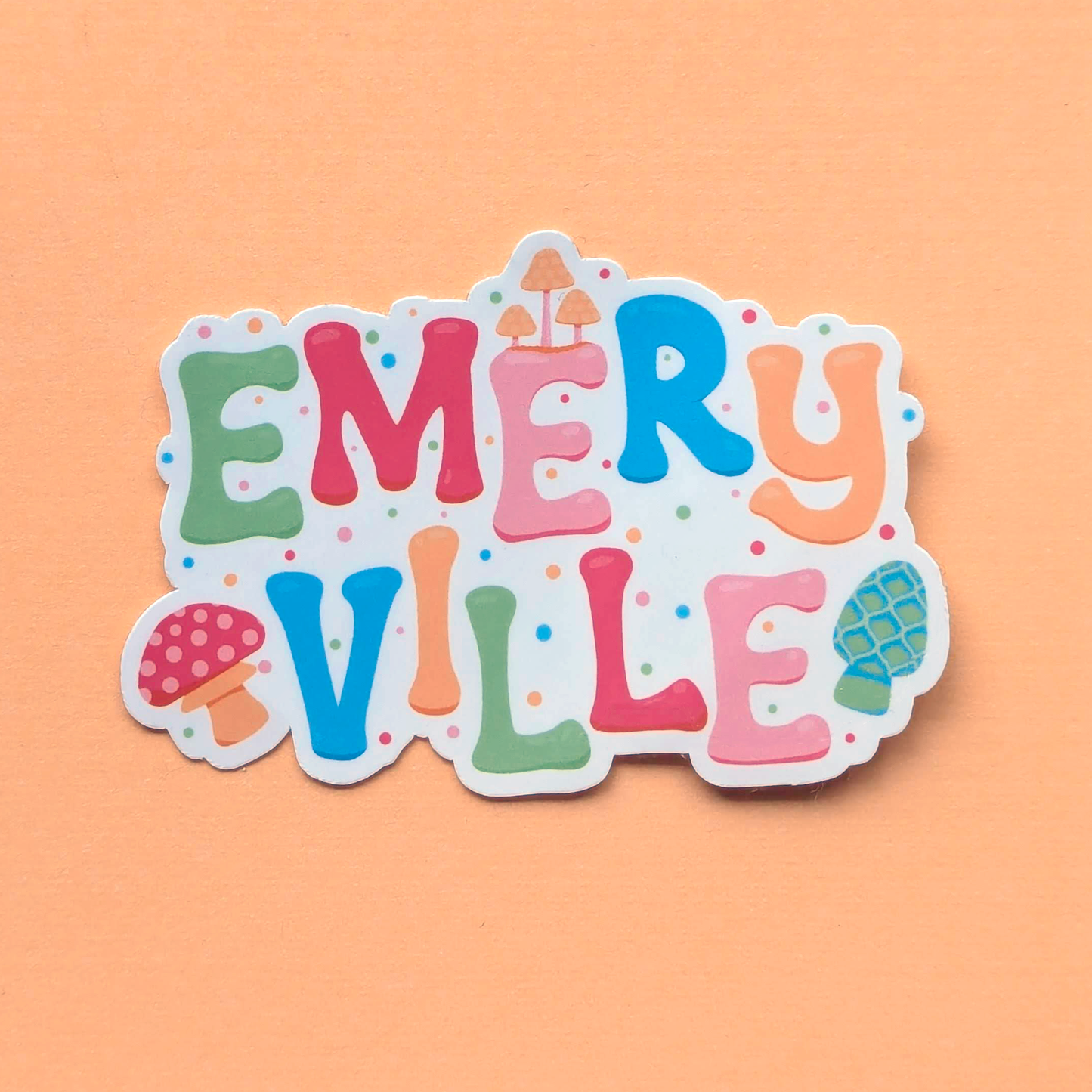 Emeryville City Vinyl Sticker - Mushroom Design