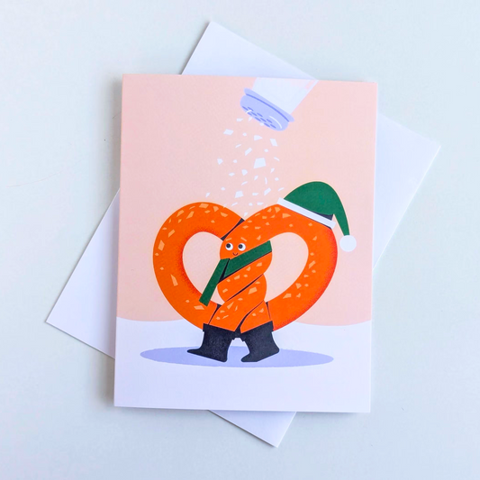 Salty Pretzel Christmas Card | A2 Greeting Card