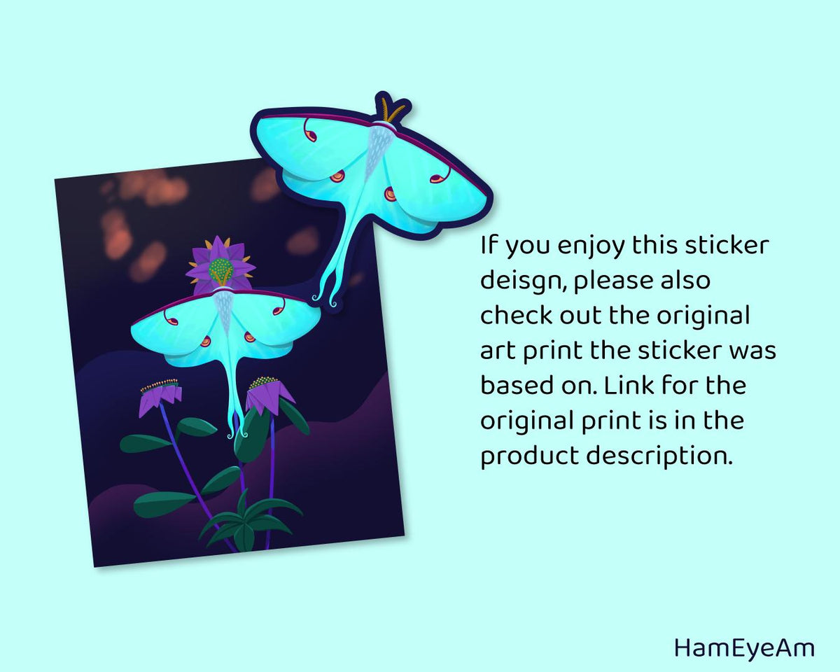 Luna Moth Vinyl Sticker
