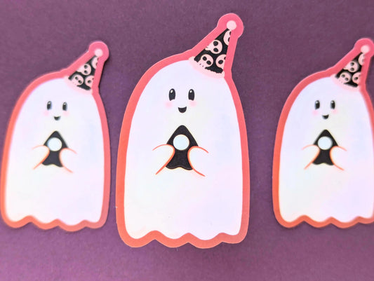 Party Hat Ghost Vinyl Sticker