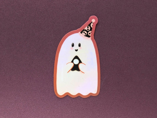 Party Hat Ghost Vinyl Sticker