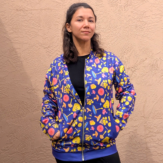 Purple Mushroom Unisex Bomber Jacket