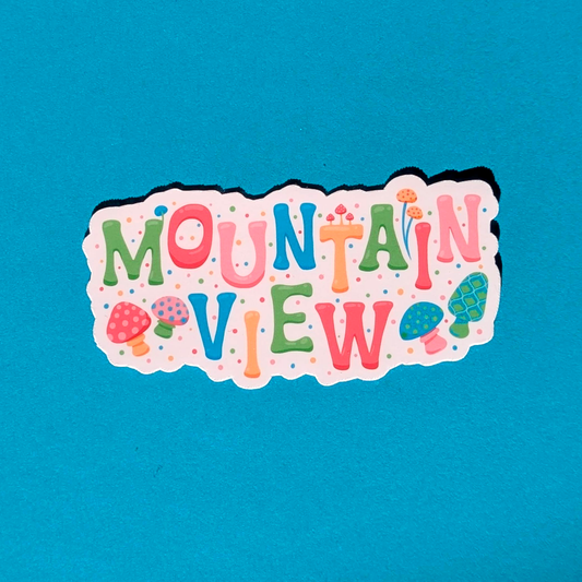 Mountain View City Vinyl Sticker - Mushroom Design
