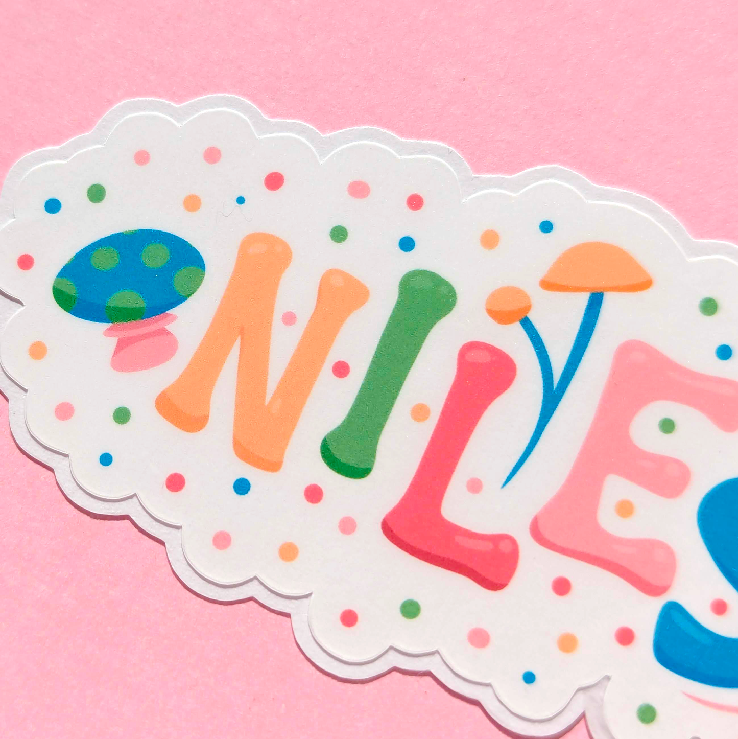 Niles Neighborhood Vinyl Sticker - Mushroom Design