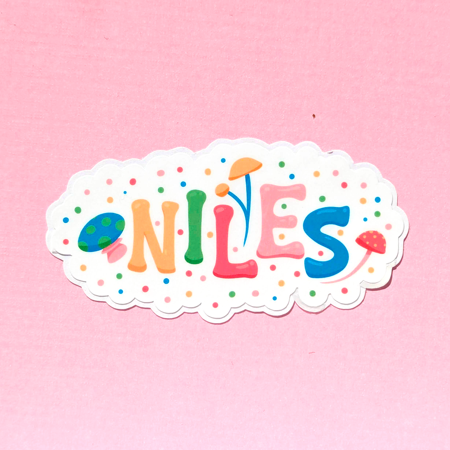 Niles Neighborhood Vinyl Sticker - Mushroom Design