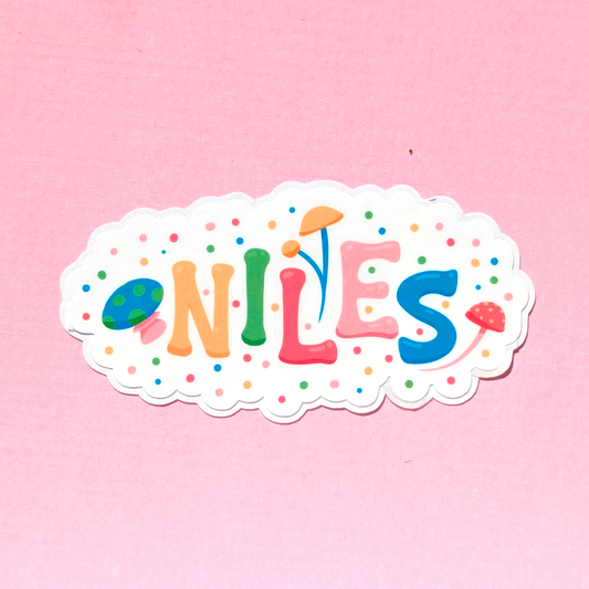 Niles Neighborhood Vinyl Sticker - Mushroom Design