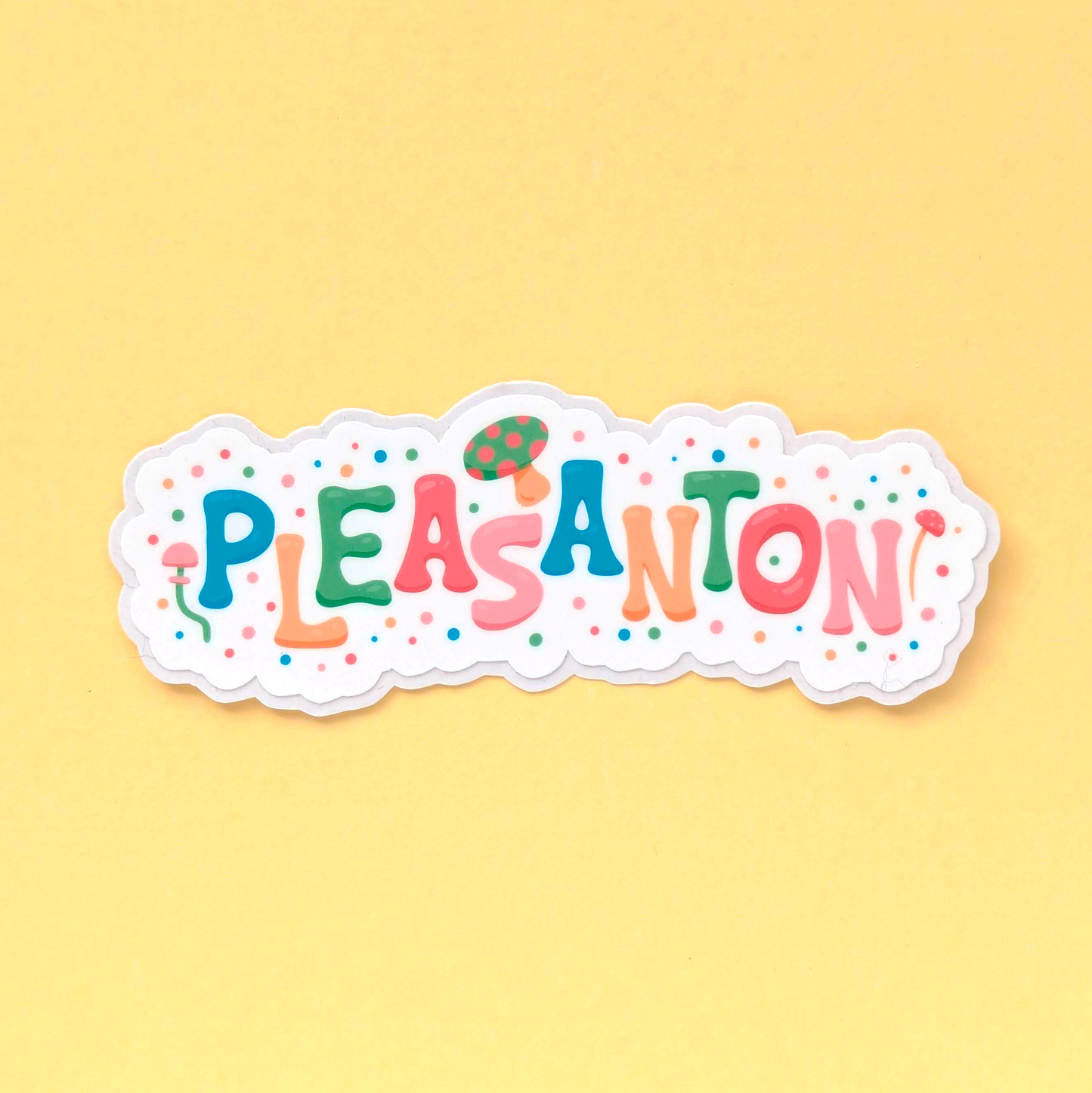Pleasanton City Vinyl Sticker - Mushroom Design