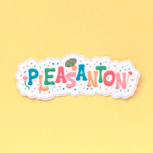 Pleasanton City Vinyl Sticker - Mushroom Design
