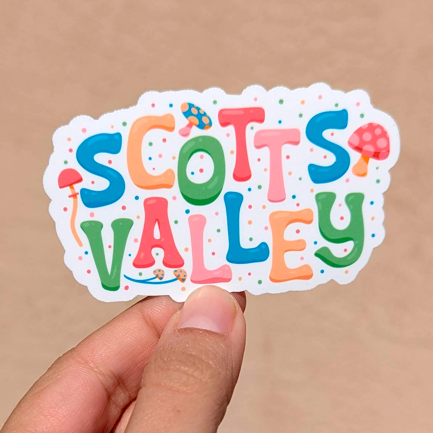 Scotts Valley City Vinyl Sticker - Mushroom Design