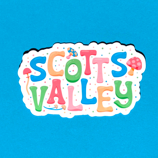 Scotts Valley City Vinyl Sticker - Mushroom Design