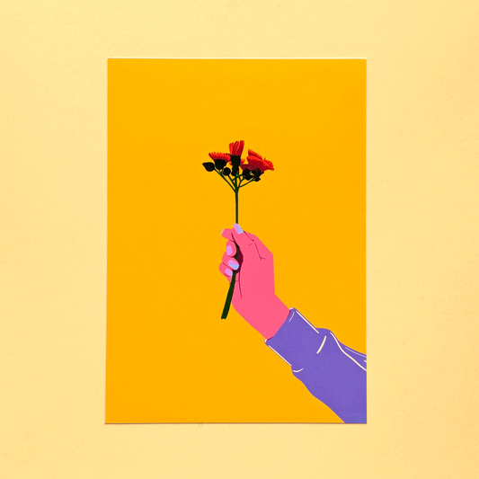 Yellow Hand Flower Art Print